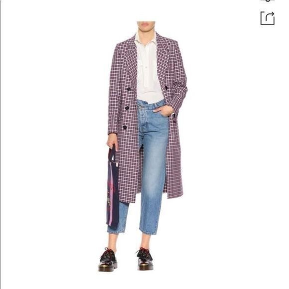 BURBERRY Checked Cotton-blend Coat In Burgundy 6
